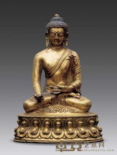 清代 铜鎏金释迦佛像 高15cm